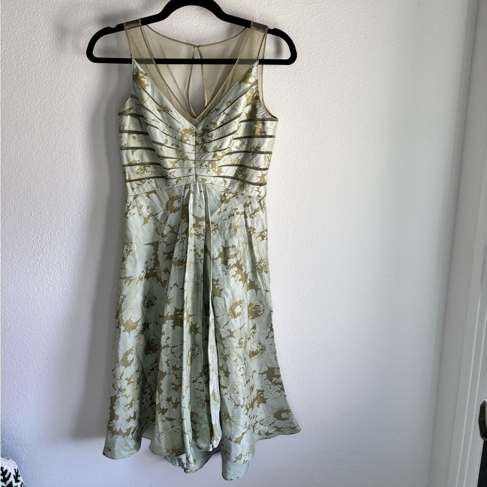 Fairycore Green & Cream Floral Dress w/ Mesh and Pleats in size 4 from AP